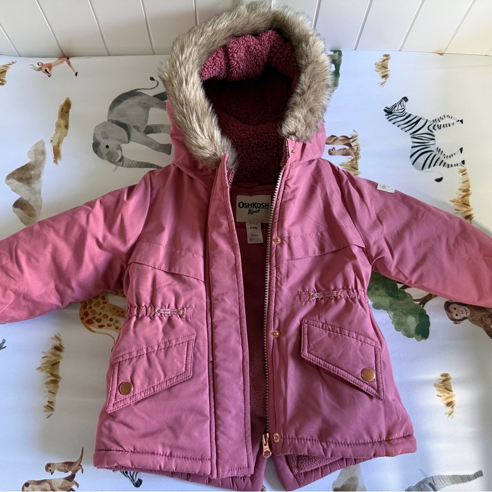 OshKosh B'gosh Pink Winter Coat with Faux Fur Hood